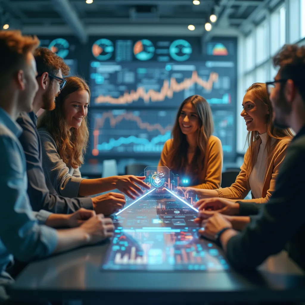 Équipe collaborant sur des données financières